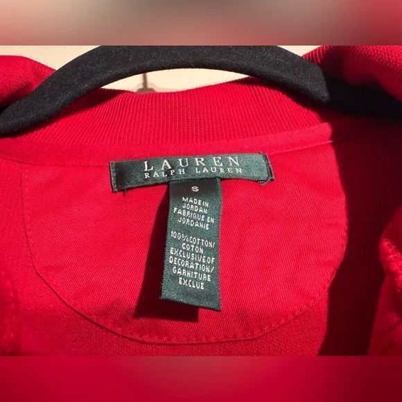 Lauren Ralph Lauren Pullover Sweater 3/4 Zip Gold Crest Logo small Red Old Money - Picture 3 of 10